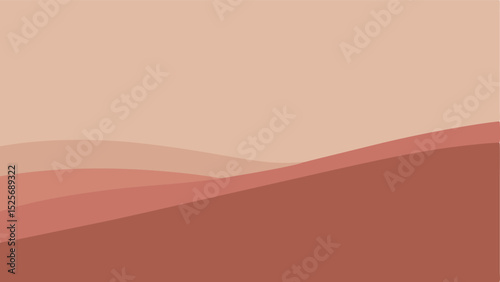 Abstract terracotta landscape illustration featuring layered warm earth tone shapes