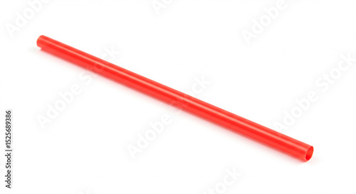 Bright red straw on a white background, perfect for beverages and refreshments