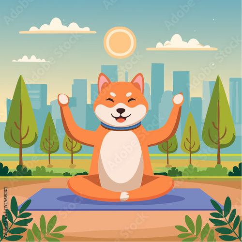 Shiba Inu doing yoga poses
