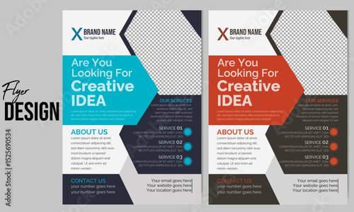 a bundle of flyer design template, creative modern abstract aesthetic business flyer set with multiple color variations 