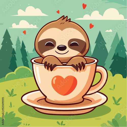 Sleepy sloth in a teacup
