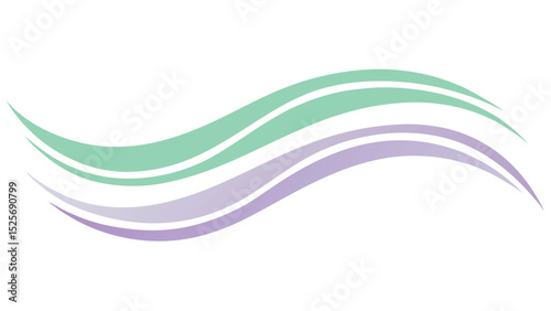 Abstract wavy lines in pastel green and purple illustrating creative design concepts
