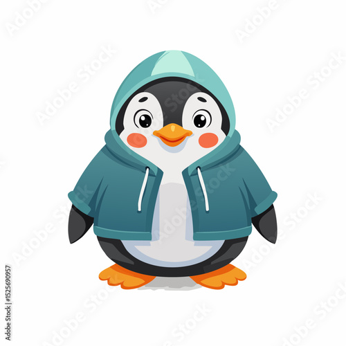 Chubby penguin wearing a hoodie
