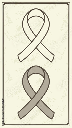 Awareness ribbons illustration with vintage texture suitable for fundraising and support campaigns