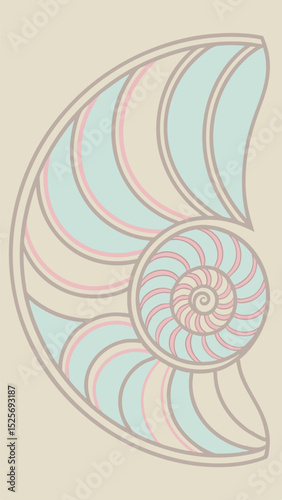 Elegant abstract nautilus shell illustration in pastel colors suitable for various designs