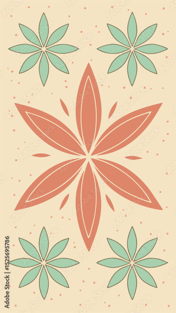 Obraz premium Hand drawn floral illustration with ornamental flowers and seamless design elements