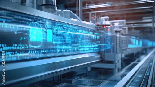Digital twin model of pharmaceutical manufacturing process displayed on a holographic screen