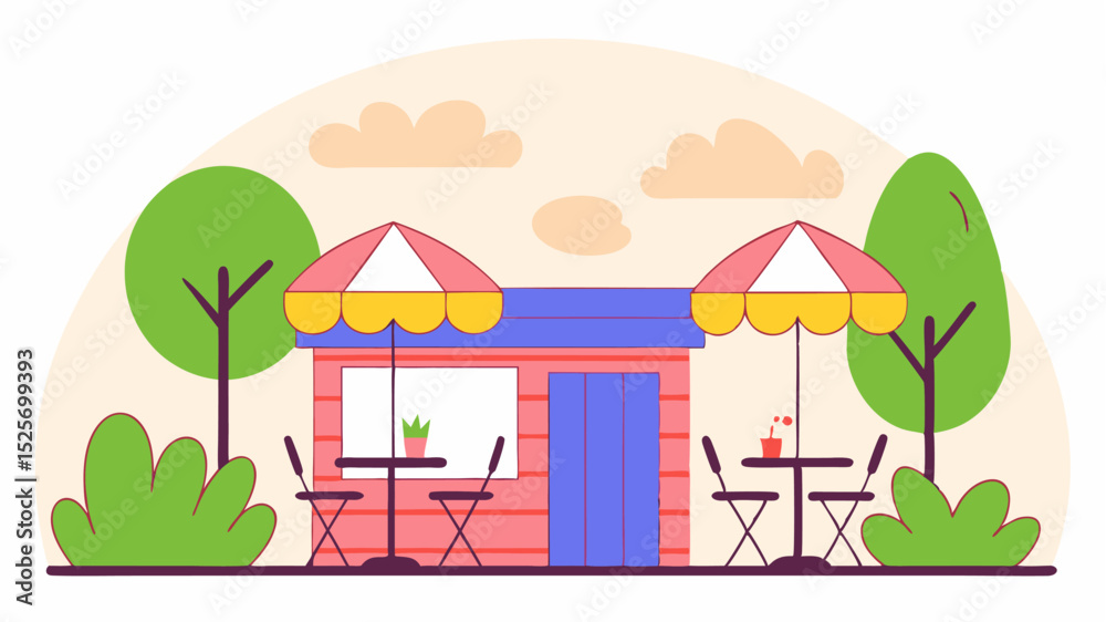 Naklejka premium A small cafe in the park