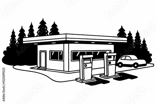 vector illustration of a gas station