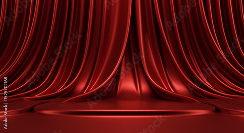 Elegant red velvet stage curtain backdrop for presentations and artistic performances