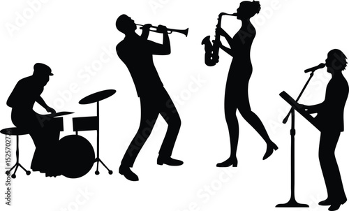 Silhouette of jazz band playing music