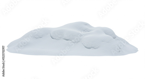 A snowy winter landscape with a isolated snowdrift on a white background