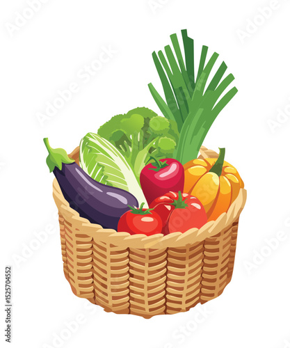 Assorted Fresh Garden Produce - Vector Illustration