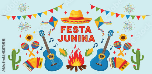 festival, banner, invitation, fair, brazil, accordion, background, brazilian, cactus, campfire, card, carnival, celebrate, celebration, colours, concept, corn, dance, decoration, festive, festivity, f