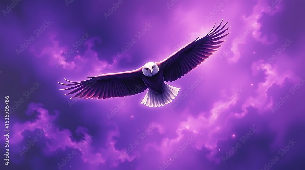 Naklejka premium Eagle Soaring Purple Sky.