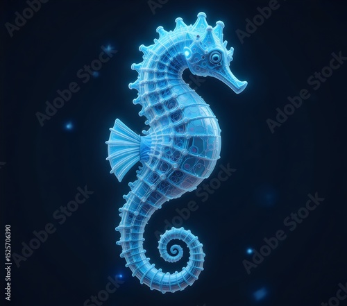 NFT 3d Seahorse character render with minimal background, 