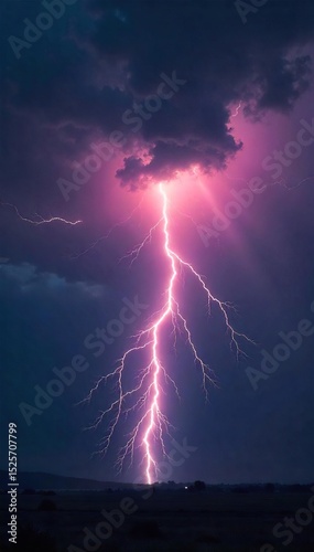 A dramatic shot of a lightning strike illuminating a dark, stormy sky, conveying a sense of powerful, raw energy and spiritual awakening , dark, tempest