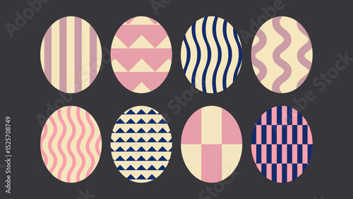 Colorful minimal vector backgrounds featuring playful wavy forms and naive abstract style — perfect for templates, art prints, and creative frame layouts in a bold and cheerful design.