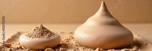 Close-up of smooth, pliable pottery clay, ready for sculpting Various shades of beige and brown show natural earth tones Perfect for crafting and art projects , pottery clay, craft supplies