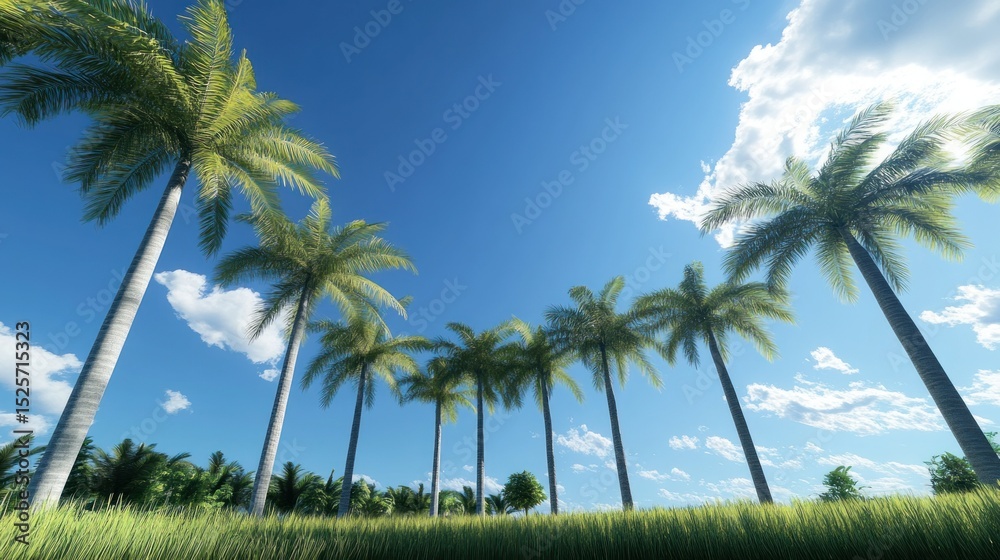 Fototapeta premium Palm trees under a vibrant blue sky