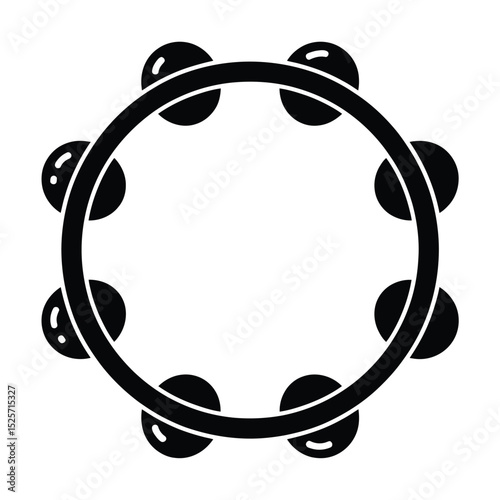 Black and White Tambourine Silhouette Illustration for Musical Designs