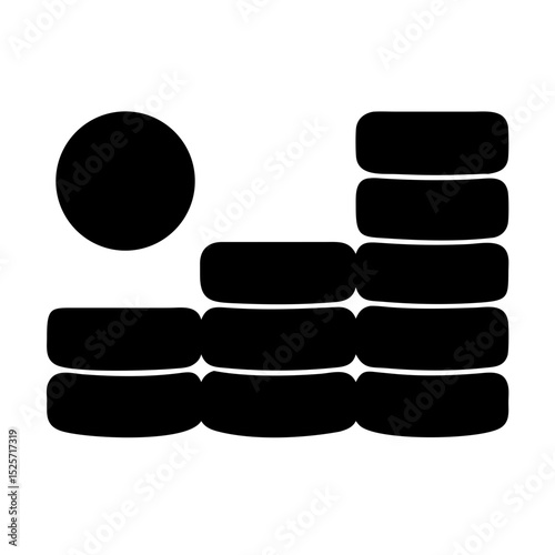 Collection of Coins Stacked Neatly With a Single Coin Positioned Above in a Casual Arrangement