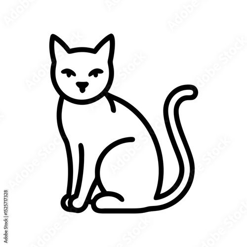 Cute Cat Illustration Sitting Calmly With a Playful Expression in a Simple Design
