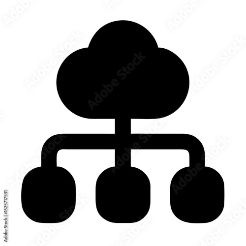 Cloud Computing Network Diagram Representing Data Flow and Connections in a Digital System