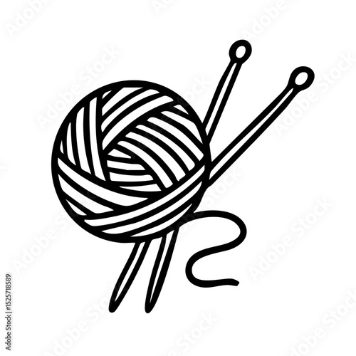 編み物　線画　手書き