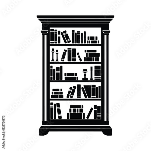 Classic Wooden Bookshelf Silhouette