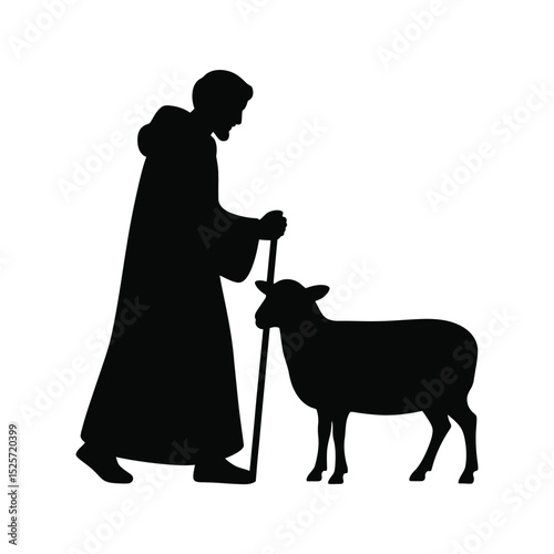 Shepherd and Lamb Silhouette