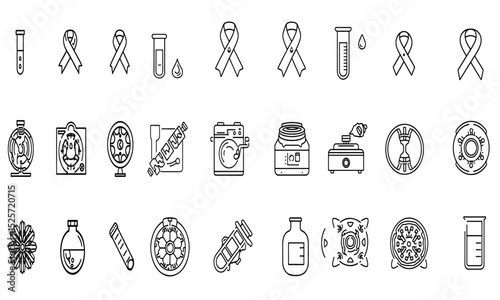 Medical Science and Laboratory Icon Set - Healthcare, Research, and Technology