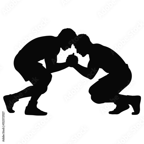 Two Wrestlers in a Ready Position