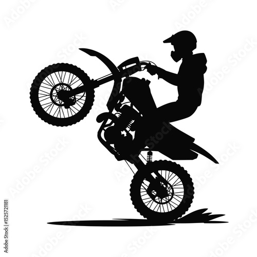 Motocross Rider Performing a Wheelie