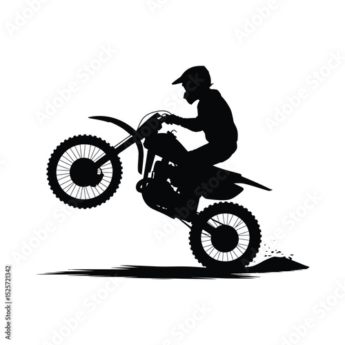 Motocross Rider Performing a Wheelie Silhouette