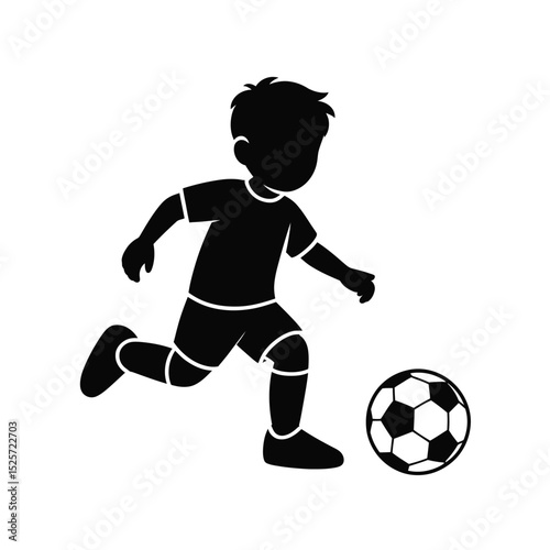 Child Playing Soccer Silhouette