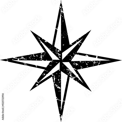 Vintage Wind Sign Compass Rose and Nautical Navigation Element for Old Maritime Map, Retro Directional Symbol Vector Illustration