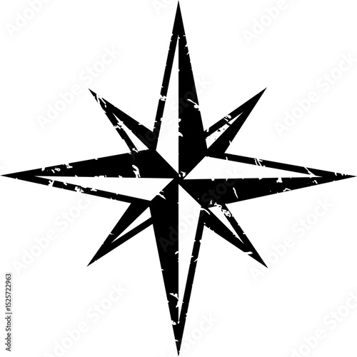 Vintage Wind Sign Compass Rose and Nautical Navigation Element for Old Maritime Map, Retro Directional Symbol Vector Illustration