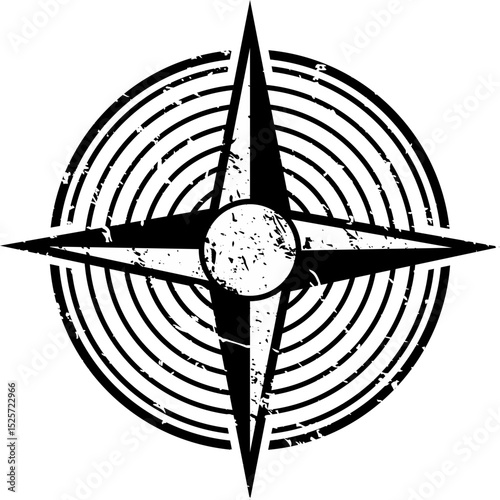 Vintage Wind Sign Compass Rose and Nautical Navigation Element for Old Maritime Map, Retro Directional Symbol Vector Illustration