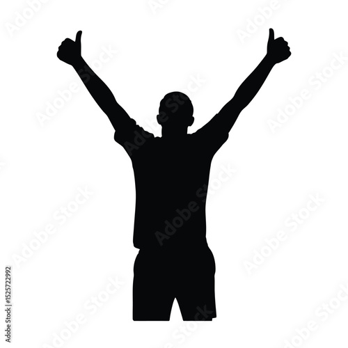 Silhouette of a Man Celebrating with Arms Raised
