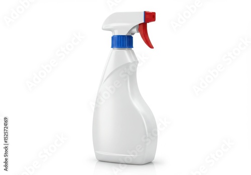 Plastic spray bottle with red nozzle and blue cap