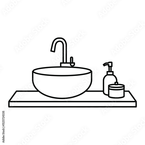 Modern Bathroom Sink with Faucet and Accessories