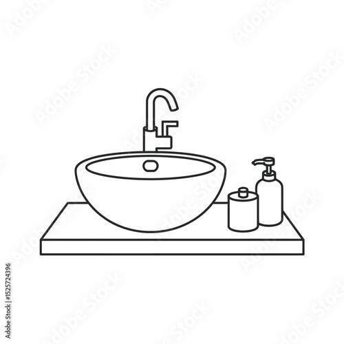 Bathroom Sink with Faucet and Accessories