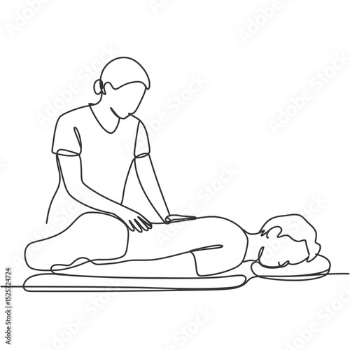 One Line Drawing of a Back Massage