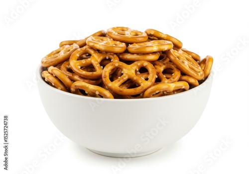 Bowl filled with salted mini pretzels snack food