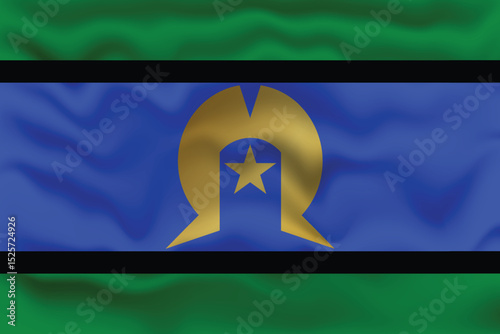 Waving Flag of Torres Strait Islander with Textured Effect. Australian Torres is a sign symbol.