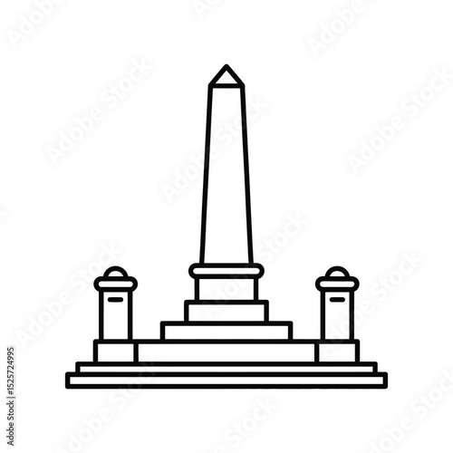 Outline Drawing of a Monumental Obelisk