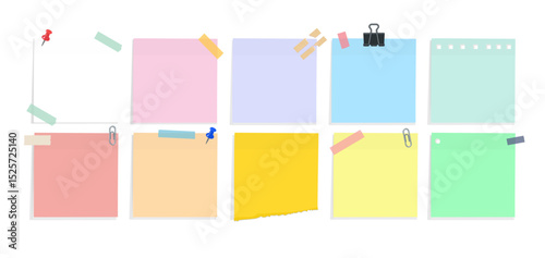 Colorful Sticky Notes and Planner Vector Organizer Set