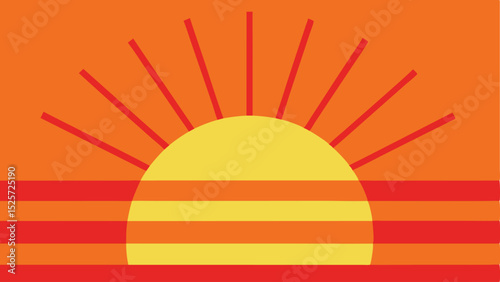 Abstract geometric sunset sunrise illustration with modern flat design and stylized appearance