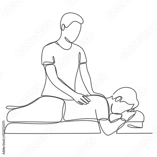 One Line Drawing of Back Massage
